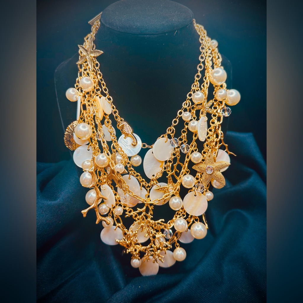 Tommy Bahama Gold And Pearl Multi-Layer Necklace